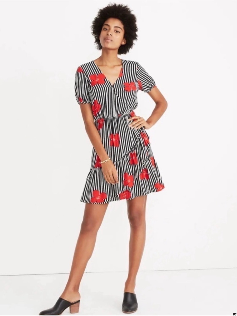 Madewell Ruffle-Wrap Mini Dress Candied Orchids Summer Spring Date Night